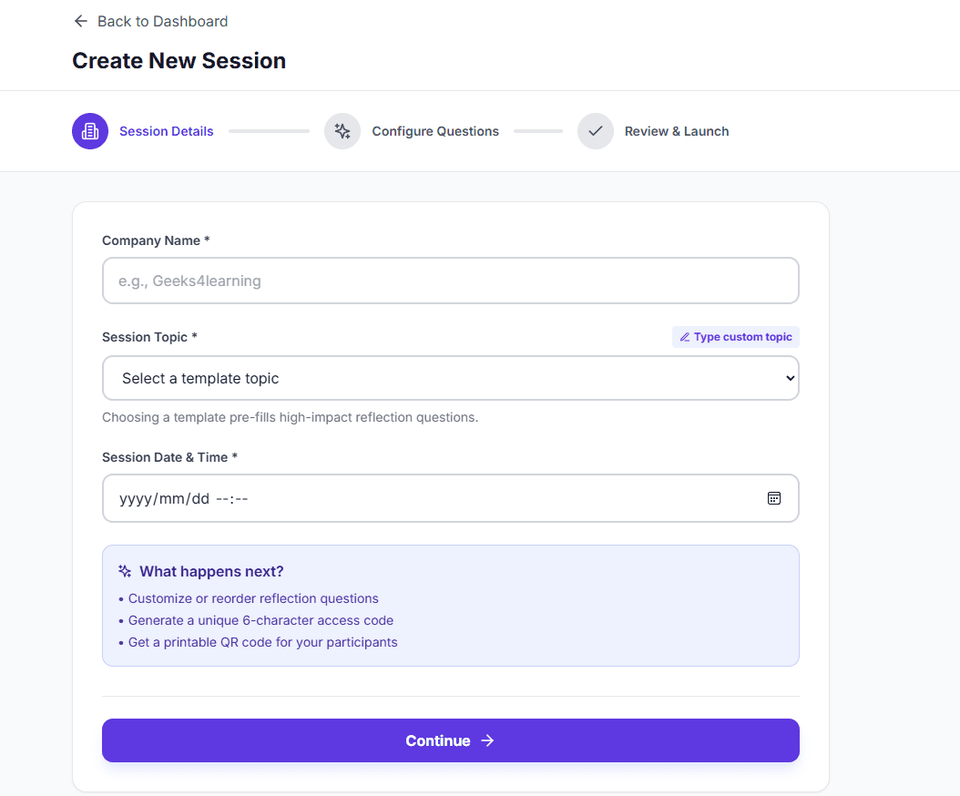 Create Session Interface